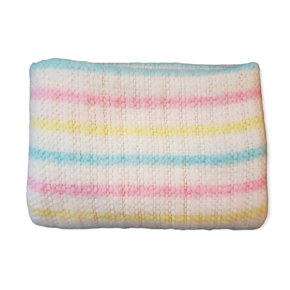 Beacon Other - Vintage Beacon Waffle Weave Baby Blanket Pastel Stripes Blue Pink Yellow